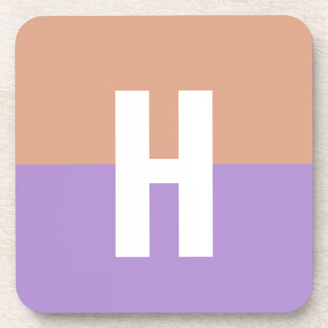Elegant Pastel Colorblock Monogram Initial Letter Coaster (Front)