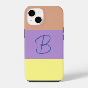 Elegant Pastel Colorblock Monogram Initial Letter iPhone 14 Case