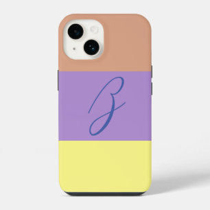 Elegant Pastel Colorblock Monogram Initial Letter iPhone 14 Case