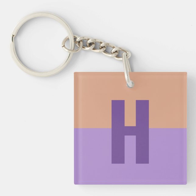 Elegant Pastel Colorblock Monogram Initial Letter Key Ring (Front)