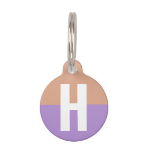 Elegant Pastel Colorblock Monogram Initial Letter Pet Tag