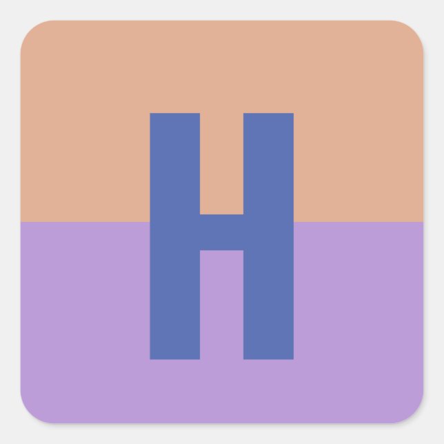 Elegant Pastel Colorblock Monogram Initial Letter Square Sticker (Front)