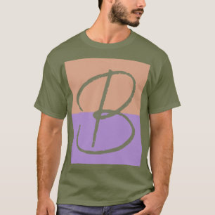 Elegant Pastel Colorblock Monogram Initial Letter T-Shirt