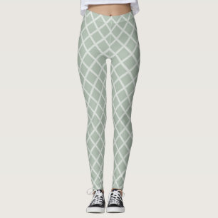 Elegant Pastel Colour Modern Green White Template Leggings