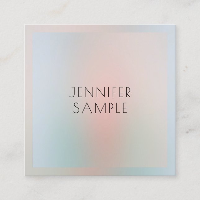 Elegant Pastel Colours Personalised Simple Design Square Business Card (Front)