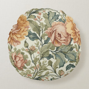 Elegant Pastel Colours Vintage Floral Round Cushion