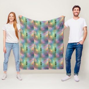 Elegant Pastel Dragonfly Fractal Art, Fleece Blanket