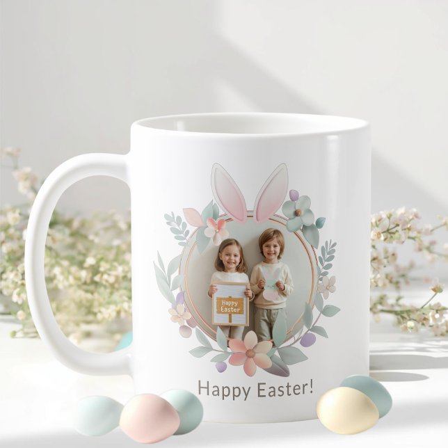 Elegant Pastel Easter Photo Mug | Bunny Frame (Creator Uploaded)