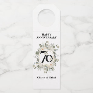 Elegant Pastel Floral 70th ANNIVERSARY Bottle Tag