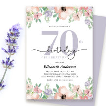 Elegant Pastel Floral 70th Birthday Party