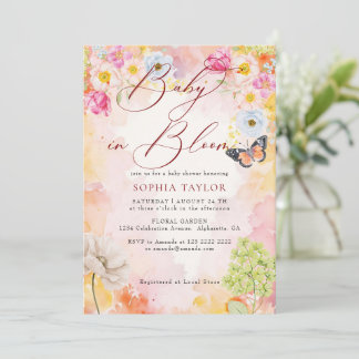 Elegant Pastel Floral Baby in Bloom Baby Shower Invitation
