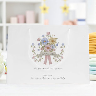 elegant pastel floral baby shower large gift bag