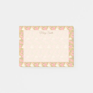 Elegant Pastel Floral Bird Border Design Post-it Notes