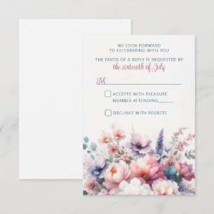 Elegant Pastel Floral Bouquet Wedding RSVP Card