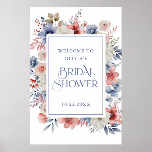 Elegant Pastel Floral Bridal Shower Welcome Poster