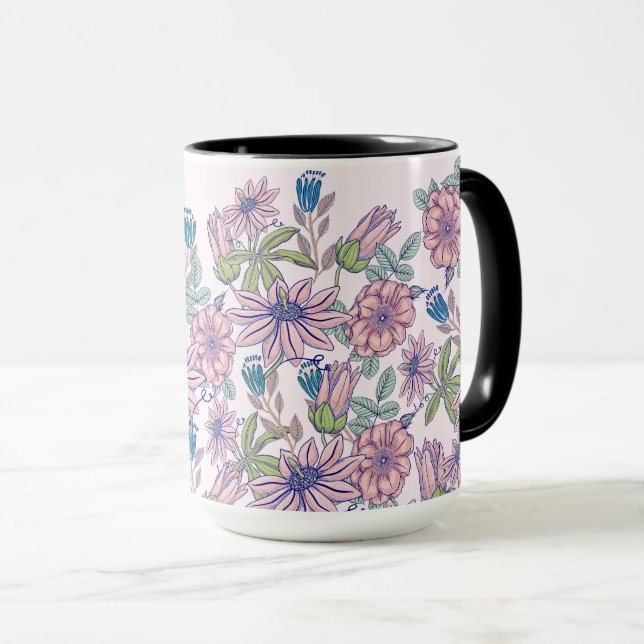 Elegant Pastel Floral Dream Garden Mug (Front Right)