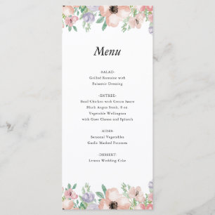 Elegant Pastel Floral Event Menu