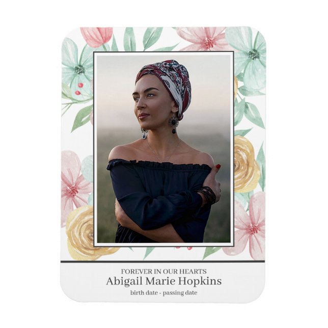 Elegant Pastel Floral In Loving Memory Funeral Magnet (Vertical)