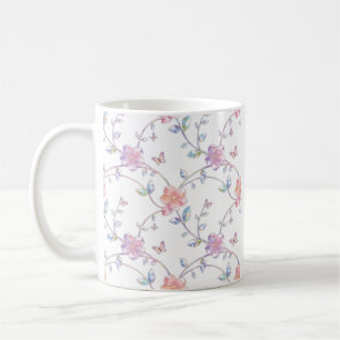 Elegant Pastel Floral Mosaic Butterfly Coffee Mug