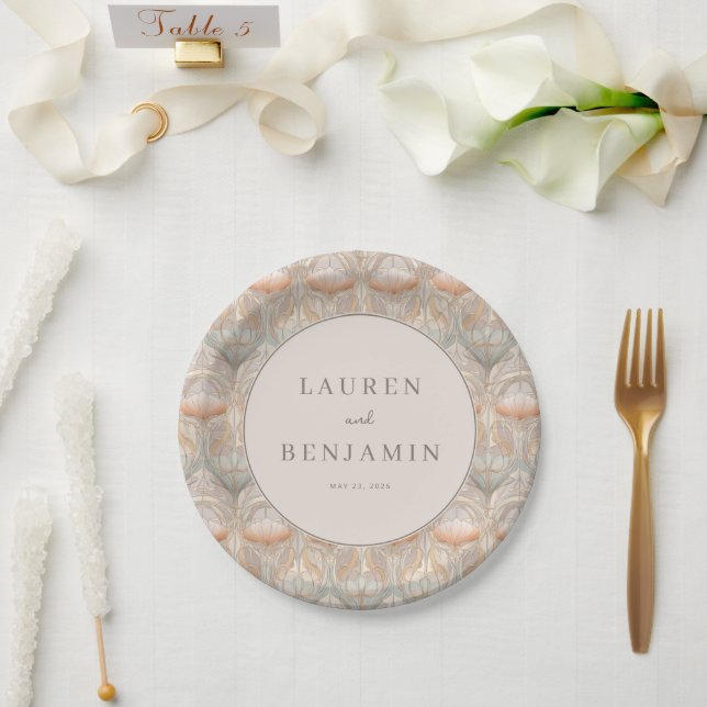 Elegant Pastel Floral Motiff Paper Plate (Wedding)