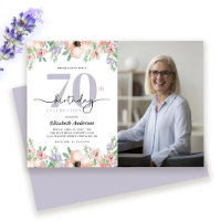 Elegant Pastel Floral Photo 70th Birthday Party