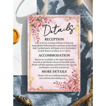 Elegant Pastel Floral Pink Details Enclosure Card