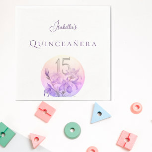 Elegant Pastel Floral  Quinceanera Party Napkin