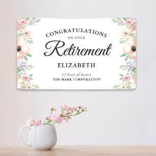 Elegant Pastel Floral Retirement Party Banner