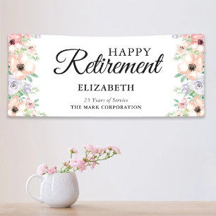 Elegant Pastel Floral Retirement Party Banner