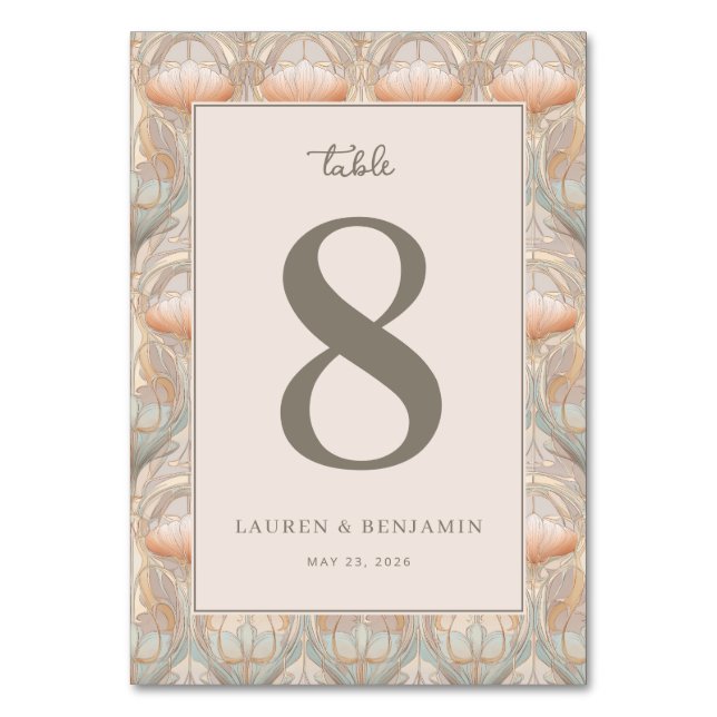 Elegant Pastel Floral Table Number (Front)