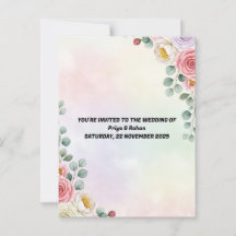Elegant Pastel Floral Wedding Invitation Postcard