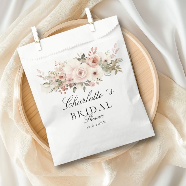 Elegant pastel flower bouquet Bridal Shower     Favour Bag (Elegant pastel flower bouquet Bridal Shower Favor Bag with your name and date.)