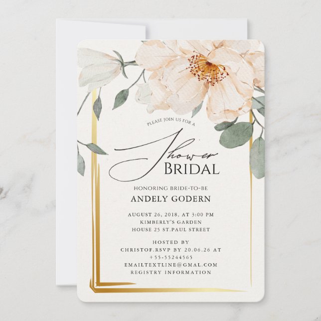  Elegant Pastel Flower Bridal Shower Invitation (Front)