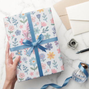 Elegant Pastel Flower Wrapping Paper Floral Wrap