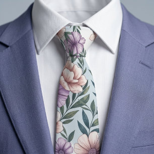 Elegant Pastel Flowers Tie