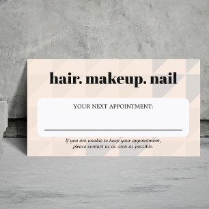 Elegant Pastel Geometric Bold Beauty Salon Appointment Card