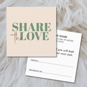 Elegant Pastel Green Beige Brown Salon Referral Card