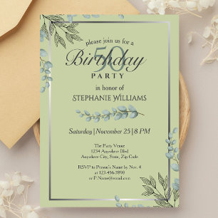 Elegant Pastel Green Flower Women's 50th Birthday  Invitation