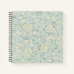 Elegant Pastel Green Jasmine Floral Pattern Notebook