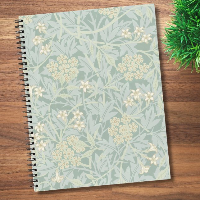 Elegant Pastel Green Jasmine Floral Pattern Notebook (Creator Uploaded)