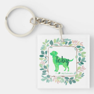 Elegant Pastel Green Labrador Custom Gift Key Ring