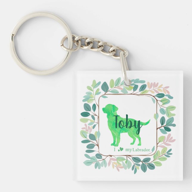Elegant Pastel Green Labrador | Custom Gift Key Ring (Front)