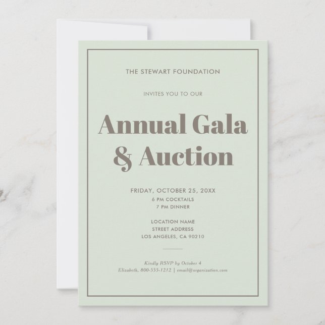 Elegant Pastel Green Minimalist Business Event Invitation (Front)