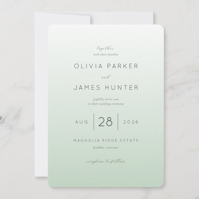 Elegant Pastel Green Wedding Invitation (Front)