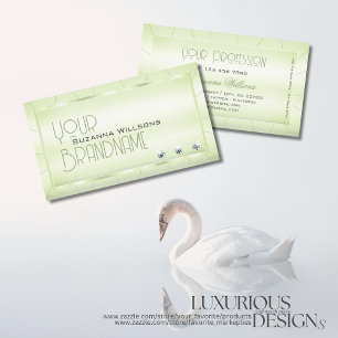 Elegant Pastel Green with Diamonds Glamourous Luxe Business Card