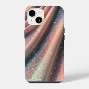 Elegant Pastel Iridescent Glitter Silk Waves Shimm iPhone 14 Case