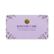 Elegant Pastel Lavender Floral Jewellery Care Card