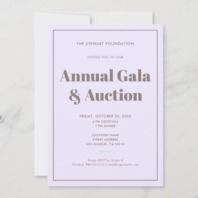 Elegant Pastel Lavender Minimalist Business Event Invitation (Front)