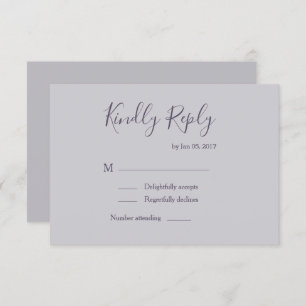 Elegant pastel lilac grey grey modern wedding rsvp invitation