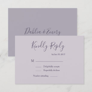 Elegant pastel lilac lavender modern wedding rsvp invitation